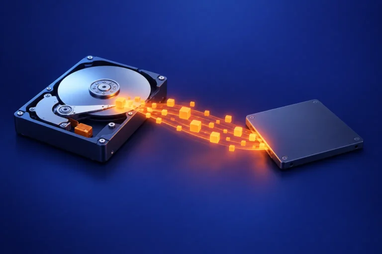 Dysk HDD i dysk SSD połączone strumieniem danych – klonowanie dysku i przeniesienie systemu na SSD